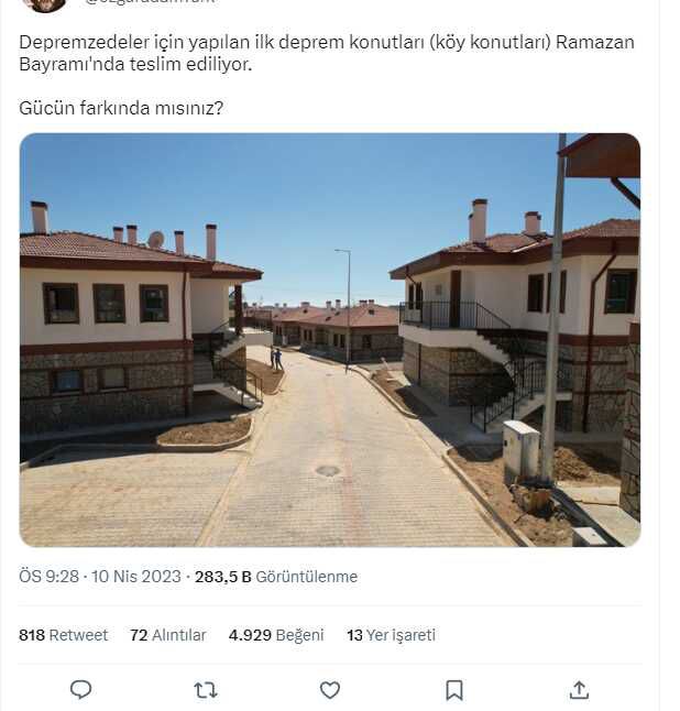 Fotoğrafın deprem bölgesinde yapılan konutlara ait olduğu iddiası