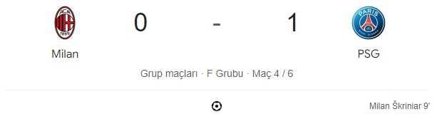 Milan - PSG maçı kaç kaç, bitti mi? MAÇ SKORU! Milan - PSG maçı kaç kaç, canlı maç skoru! Canlı maç anlatımı!
