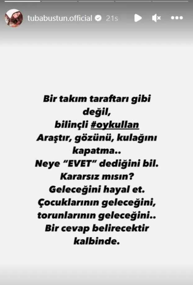 Tuba Büyüküstün'den dikkat çeken seçim paylaşımı! Birkaç konuda hassasiyet istedi