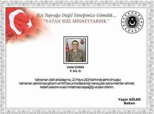 Vedat Zorba kimdir? Şehit Piyade Sözleşmeli Er Vedat Zorba nereli, memleketi neresi?