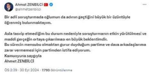 Ahmet Zenbilci neden istifa etti? AK Parti Ahmet Zenbilci kimdir?
