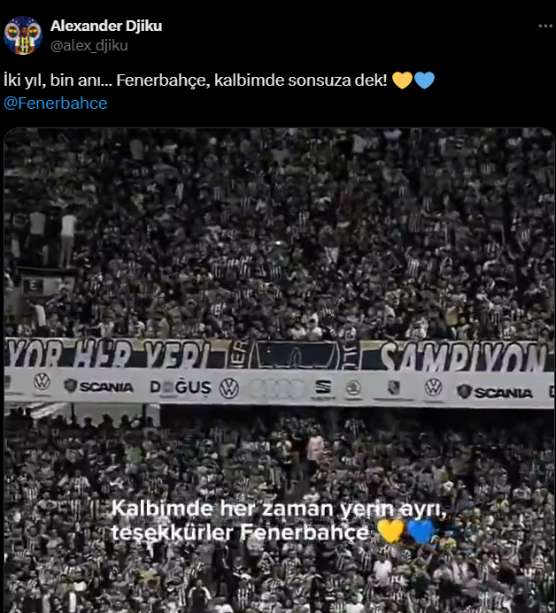 Paylaşıma düştüğü not taraftarı duygulandırdı! Djiku'dan Fenerbahçe'ye duygusal veda