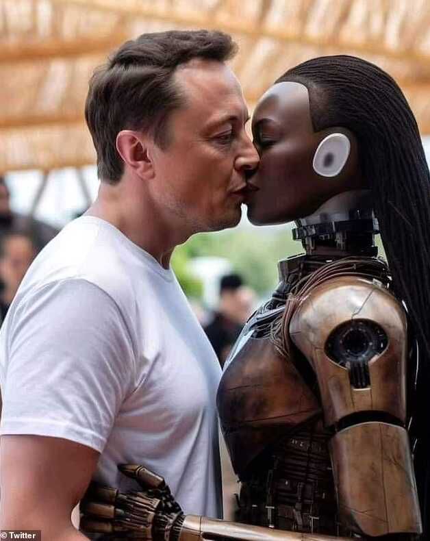 Elon Musk'ın robotlarla öpüştüğü fotoğraf şaşırttı! Gerçek çok geçmeden anlaşıldı