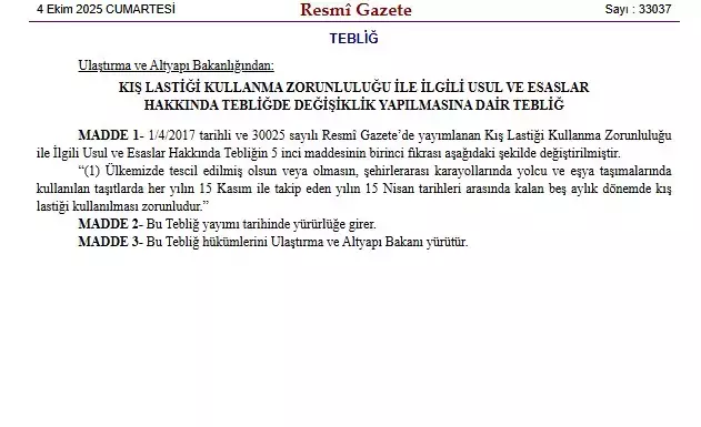 Kış lastiği uygulamasında kritik değişiklik