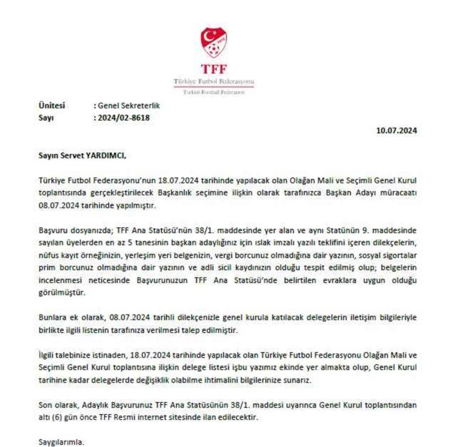 Servet Yardımcı, TFF başkan adaylığını resmen açıkladı