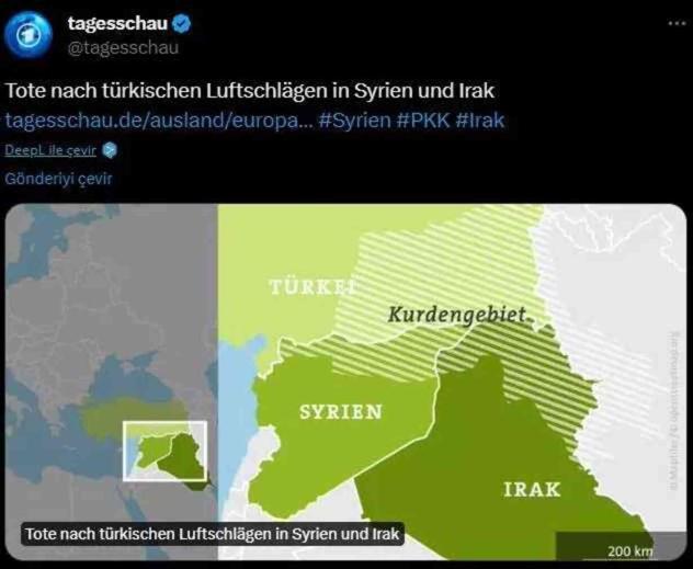 Türkiye'nin hava harekatları dünya basınında ses getirdi! Alman gazeteden skandal harita