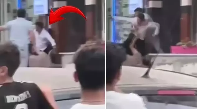 أصابه بالسلاح وانتظر عند رأسه! قفز عليه المهاجم وجعله عاجزاً.