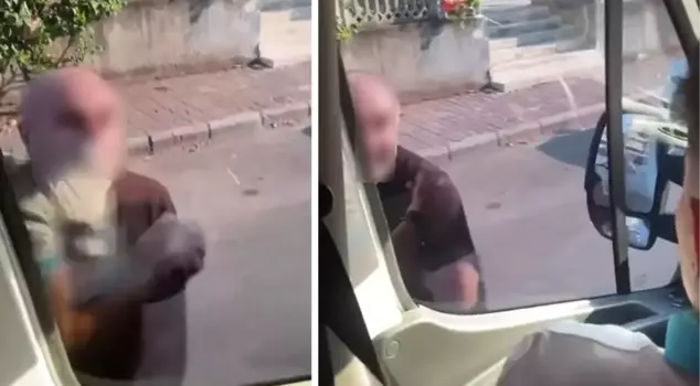 Terrifying moments in the service: He pounded on the door and window with a knife in his hand.