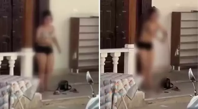 He tried to undress and harm himself in front of the mosque, but the police arrived just in time.