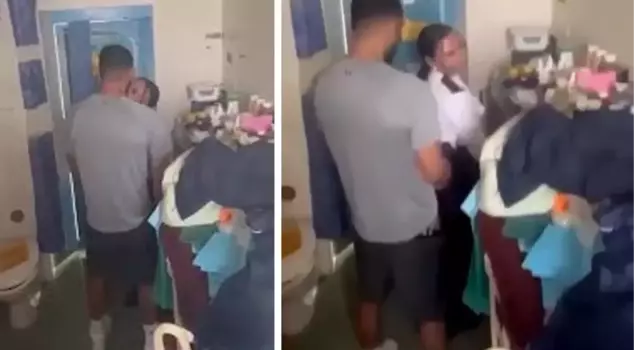 Полицейская в униформе трахается с двумя зэками в тюрьме Полицейская в униформе трахается с двумя зэками в тюрьме