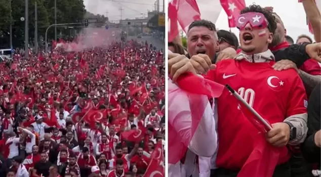 Great support for the National Team! The streets of Leipzig are red and white.