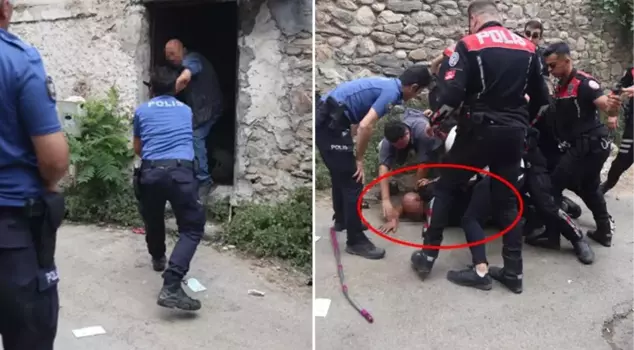 A mentally unstable individual in Bursa stabbed a police officer.