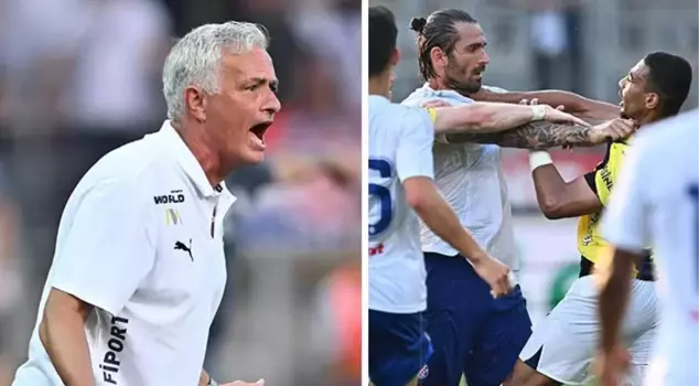 The situation suddenly got heated during Fenerbahçe's friendly match! Two football players got into a fierce fight.