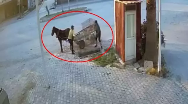 The moment of theft is caught on camera! They stole the city's manhole covers one by one with a horse-drawn carriage.