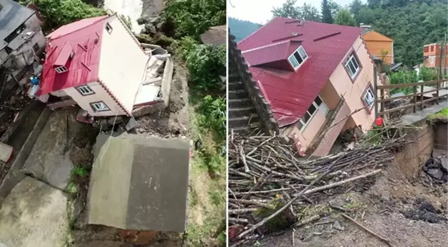 Giresun experienced a disaster! Due to heavy rain, trees fell and houses collapsed in the city.