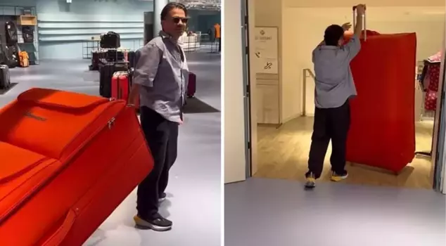 قام كنان دوغولو بالوقوف أمام الكاميرا مع حقيبته الضخمة، ودخلت بيرين سات في نوبة ضحك.