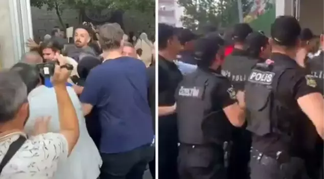 The front of the DEM Party in Van got chaotic! The police did not allow terrorist propaganda and there are numerous arrests.