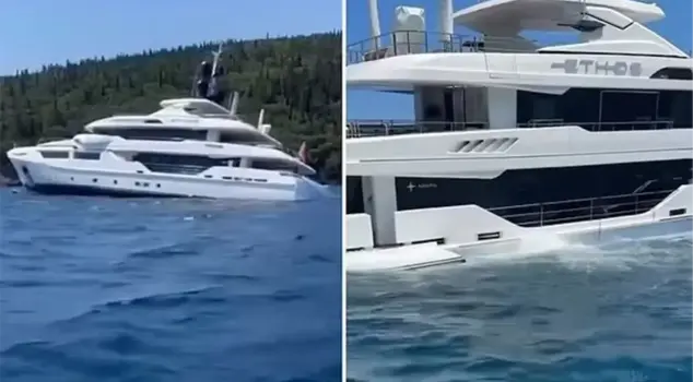 The 16 million pound worth yacht, which the officials left the door open, sank.