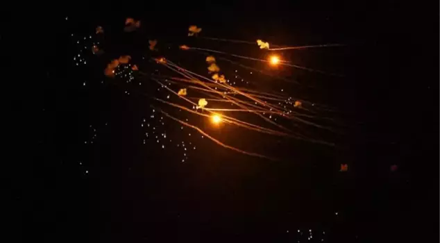 Midnight missile attack on Israel by Hezbollah in Lebanon.