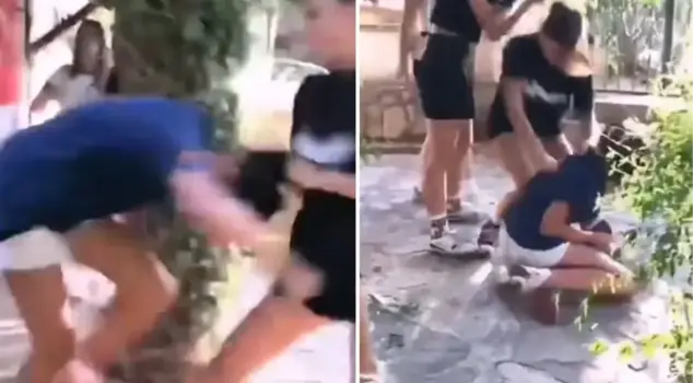 Bullying among peers caught on camera! A young girl was kicked, punched, and dragged on the ground.