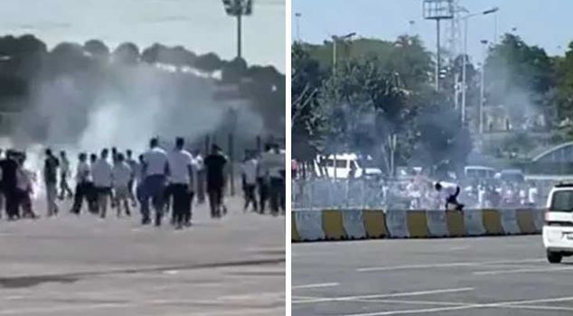 Torches flew in the air! Galatasaray and Beşiktaş fans clashed before the Super Cup match.