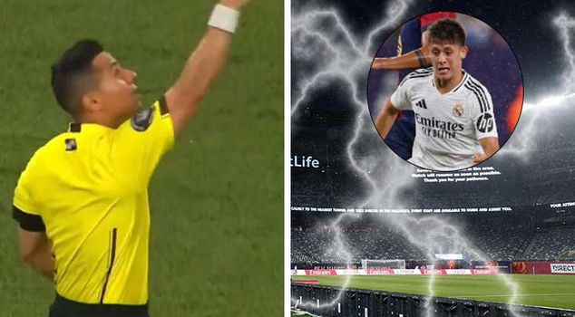 Unbelievable incident in El Clasico! Lightning struck the field where Arda Güler was present.