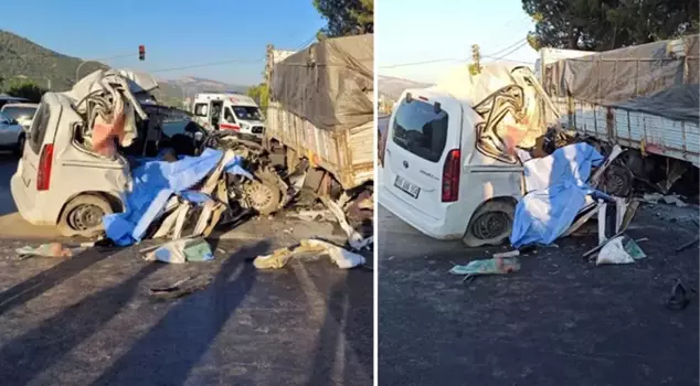 The car crashed into a parked truck! Four people lost their lives inside the wrecked car.