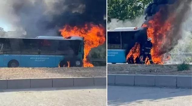 The bus, full of passengers, caught fire while it was moving.