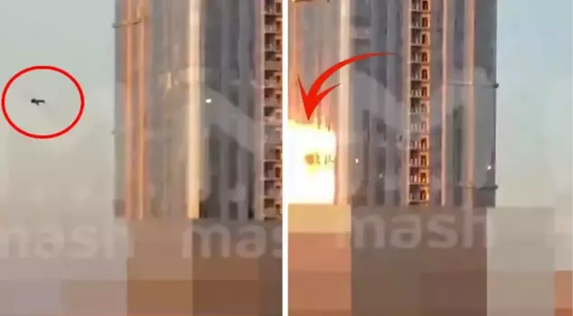 Ukraine hits a 38-story building in Russia with a drone! Terrifying moments captured on camera.