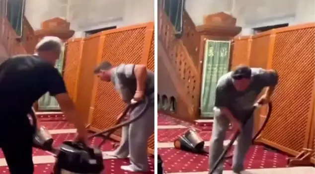 The legendary figure of a period, Mesut Özil, was caught on camera while cleaning a mosque.