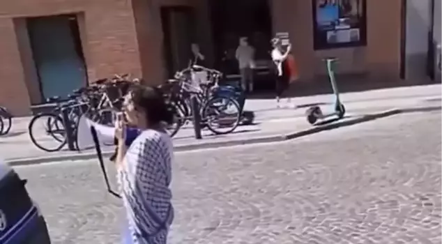 Harsh intervention against the woman who chanted 'Free Palestine' slogan in Sweden.