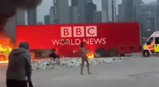 The naked director blew up the BBC truck during the shooting.