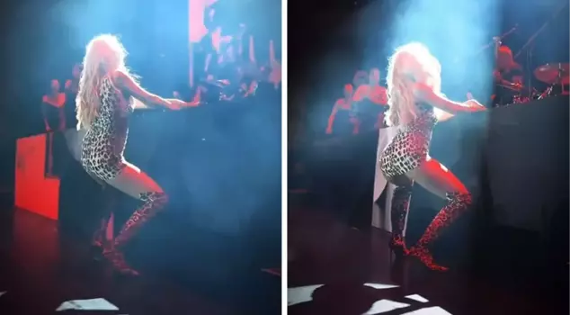 Hadise performed a hip dance in her super mini dress.