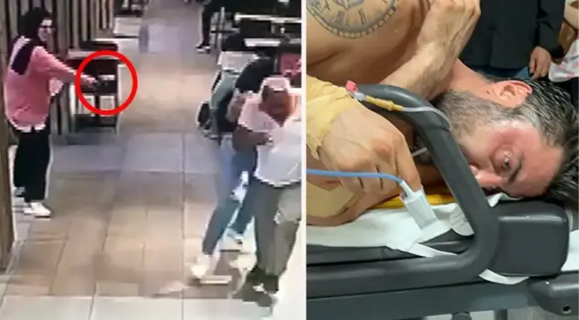 The woman who calmly entered the cafe rained bullets on the man sitting at the table.