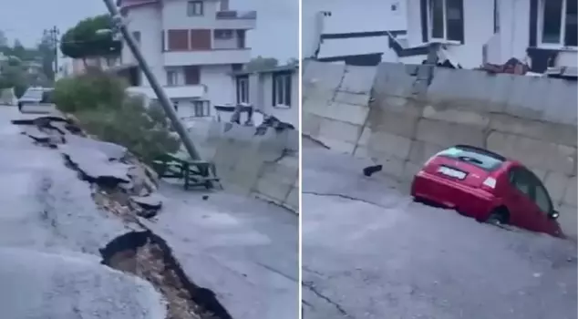 Izmir is experiencing a disaster! Roads and retaining walls have collapsed, and dozens of vehicles have been swept into the sea.