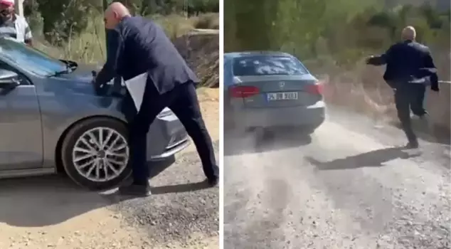 Tension in Workers' Protest! Police vehicle drove towards CHP member Mahmut Tanal.