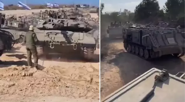 The Israeli army has deployed a large number of tanks and armored vehicles to the Lebanese border.