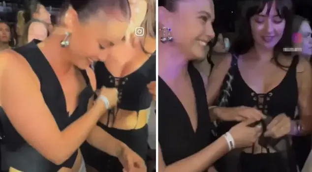 A shocking moment at the concert! She took off her bra and threw it at the artist on stage.