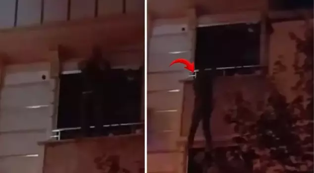 Terrifying moments in Küçükçekmece! He prayed and let himself down.