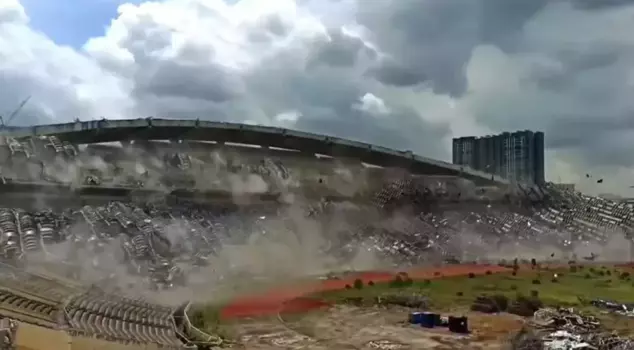 The historic Shah Alam Stadium in Malaysia was demolished in seconds.