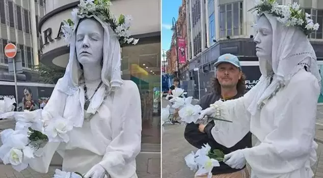 The English tourist harassed the statue that looked like a real woman.