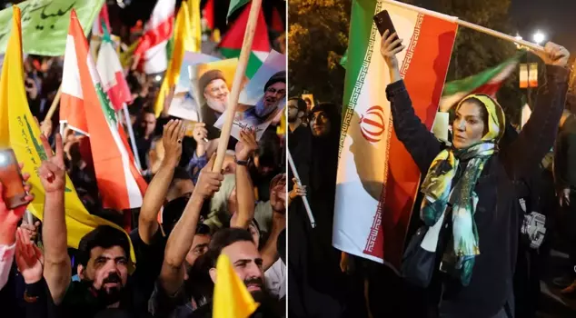 As missiles rained down on Israel, thousands of Iranians took to the streets to celebrate with chants of 