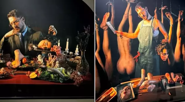 الممثل أراز كايغلار أوغلو الذي أثار ردود فعل بسبب وضعيته في المعرض: أنا آسف جداً.