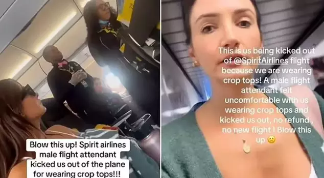 Two women wearing inappropriate clothing were forcibly removed from the plane.