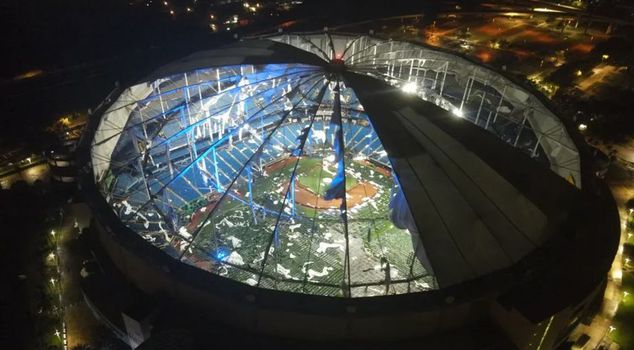 The Milton hurricane in Florida blew off the roof of Tropicana Field Stadium.