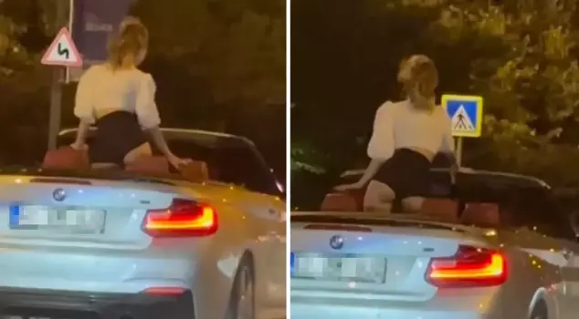 The images are from Istanbul! Drivers caused traffic because they wanted to watch the woman in the vehicle.