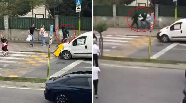 Moments of horror in the middle of the street! A masked attacker stabbed anyone in their path.