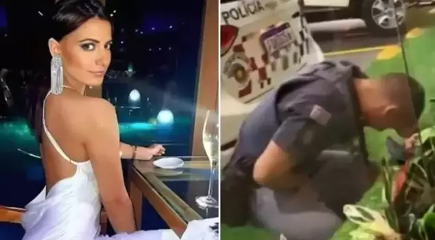 A famous Playboy model in Brazil attacked a police officer at a gas station.