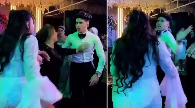 During the argument that broke out at the wedding, the groom beat the bride in front of everyone, using kicks and punches.