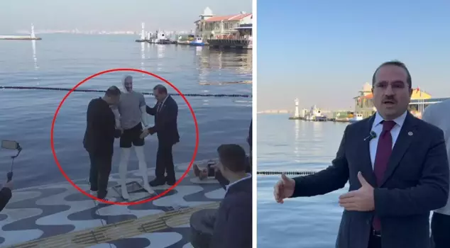 AK Party Deputy Kırkpınar threw the model of two important figures into the sea.